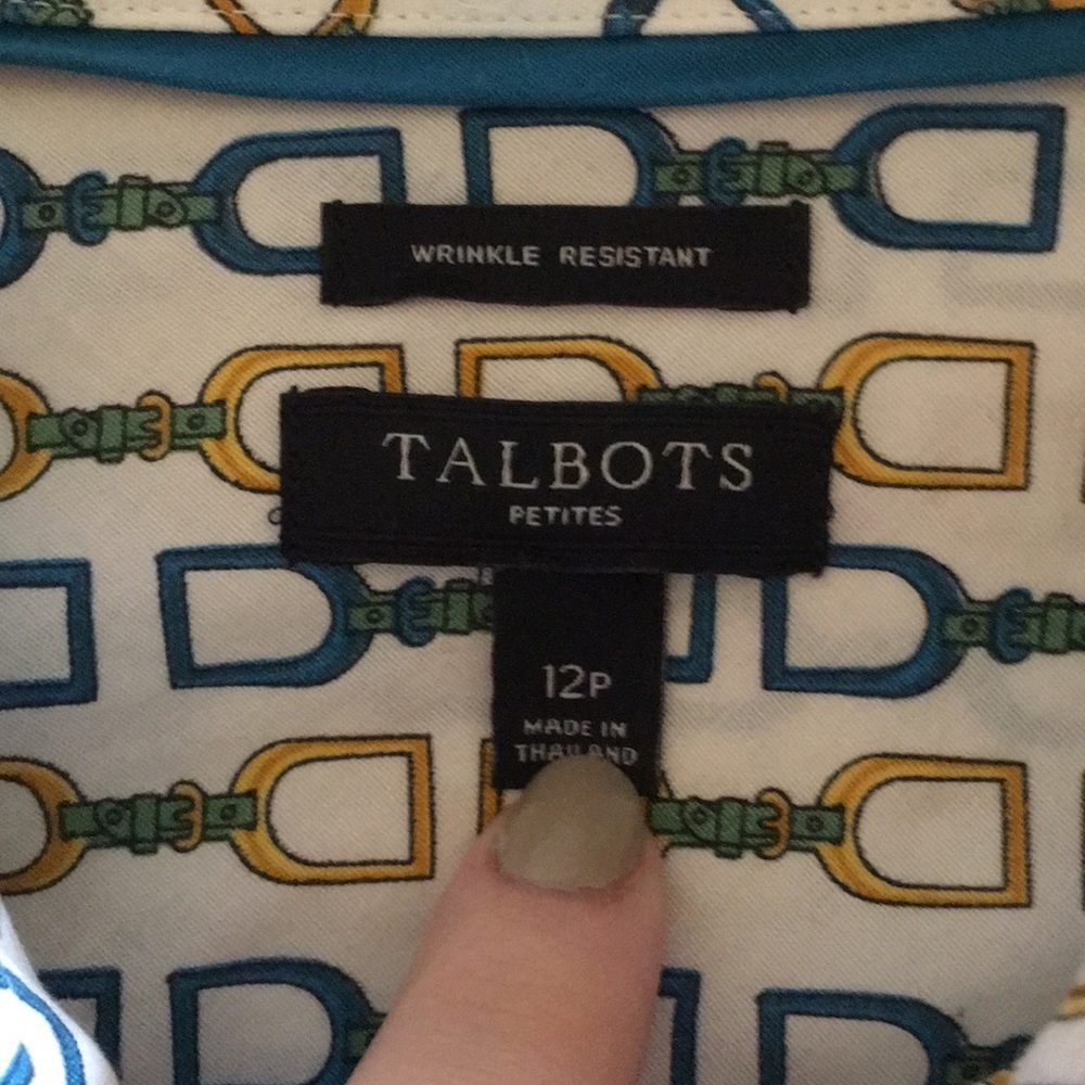 Talbots | Buckle Printed Button Down Blouse - image 4